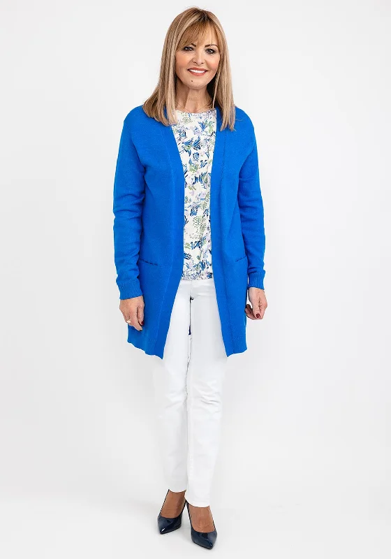 b.young Nonina Long Open Cardigan, Strong Blue