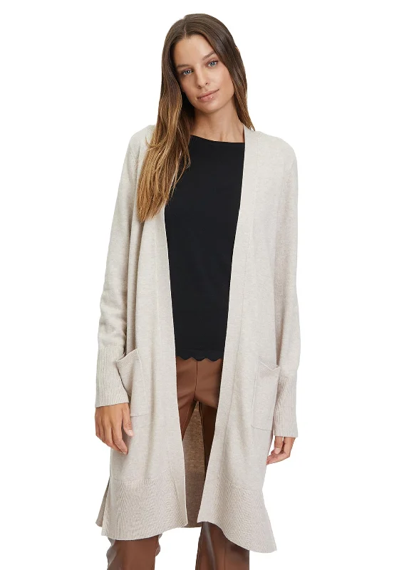 Betty Barclay Long Open Knit Cardigan, Beige