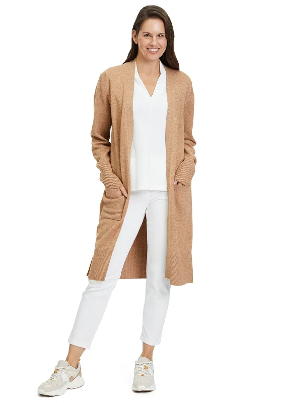 Betty Barclay Long Open Knit Cardigan, Camel