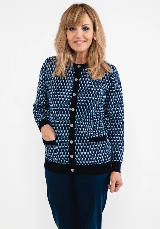 Castle of Ireland Floral Pattern Cardigan, Navy