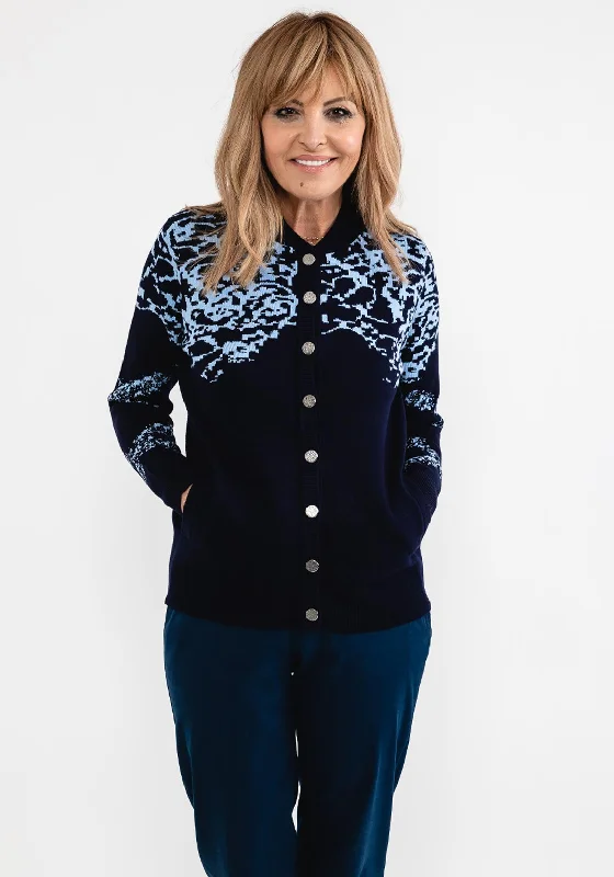 Castle of Ireland Printed Shoulder Cardigan, Navy