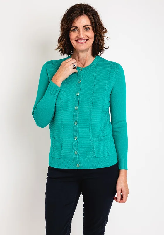 Castle Of Ireland Ribbed Cardigan, Spring Leaf