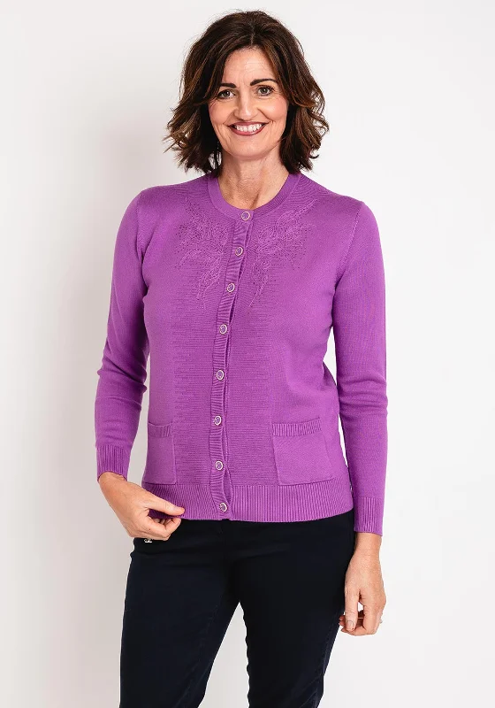 Castle of Ireland Embroidered Rhinestone Cardigan, Aster