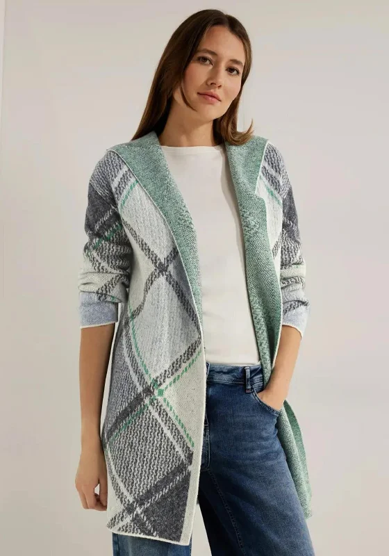 Shawl collar cardiganCecil Argyle Hooded Long Knit Cardigan, Night Sky Blue