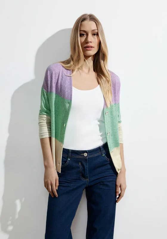 Wedding cardiganCecil Block Stripe Knit Cardigan, Celery Green Melange