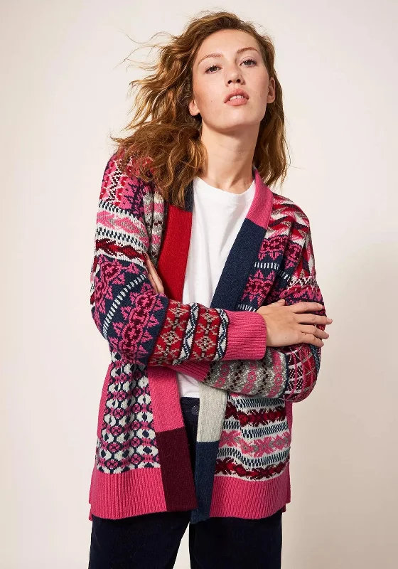 White Stuff Cocoon Fairisle Pattern Knit Cardigan, Red Multi