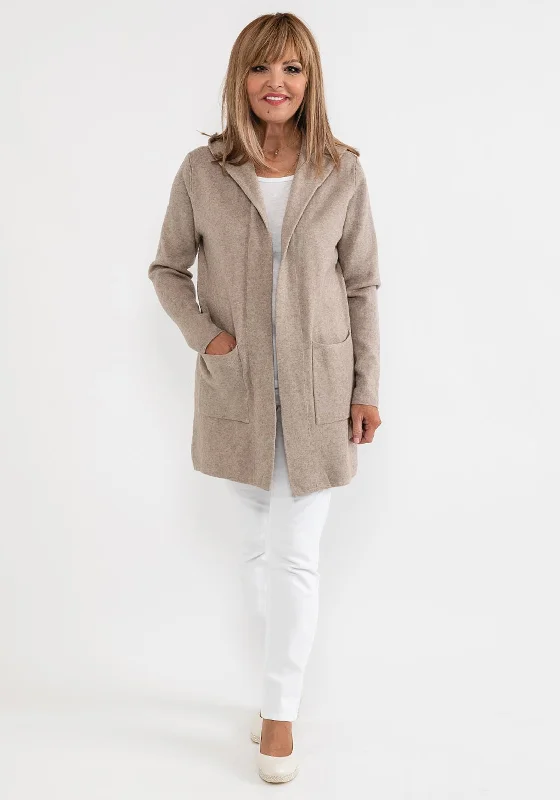 Sustainable cardigand.e.c.k. by Decollage One Size Hooded Cardigan, Taupe