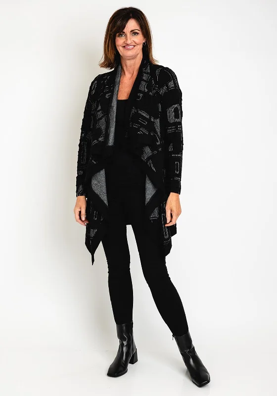 Elsewhere Jardim Asymmetrical Long Cardigan, Black