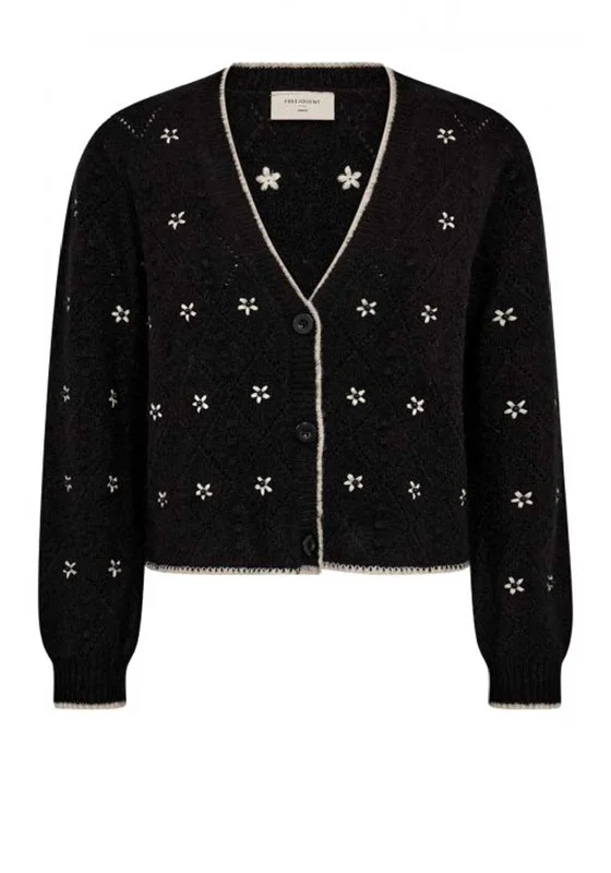 Velvet cardiganFreequent Stokke Flower Cardigan, Black