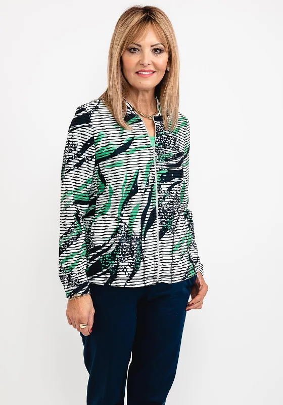 Layered cardiganFrank Walder Wave Pattern Fine Zipped Cardigan, Multi