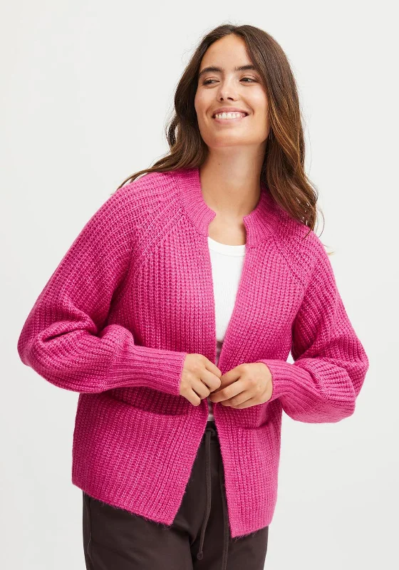 Boho cardiganFransa Beverly Chunky Knit Cardigan, Very Berry