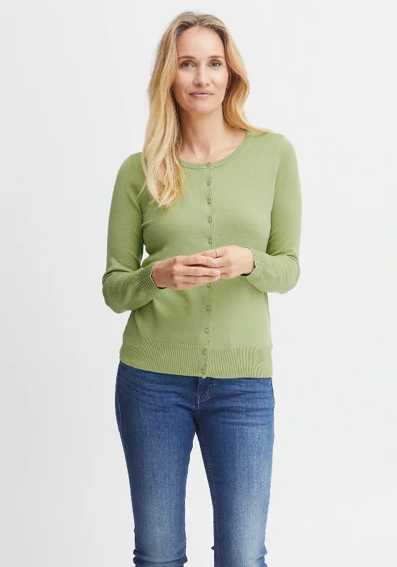 Fransa Basic Button Cardigan, Lime Green