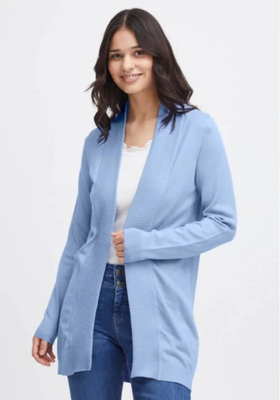 Fransa Clia Open Knit Cardigan, Blue