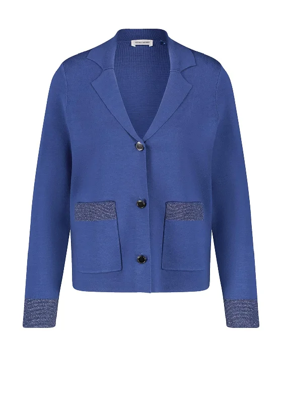 Office cardiganGerry Weber Collared Button Up Cardigan, Blue