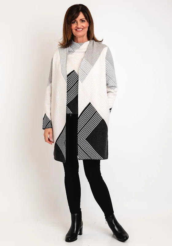 Work cardiganGerry Weber Line Pattern Long Open Knit Cardigan, Grey