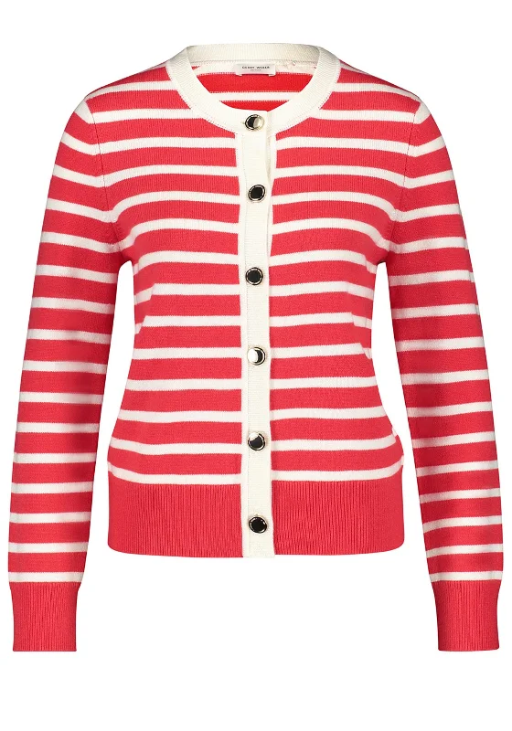 Gerry Weber Striped Knitted Cardigan, Red