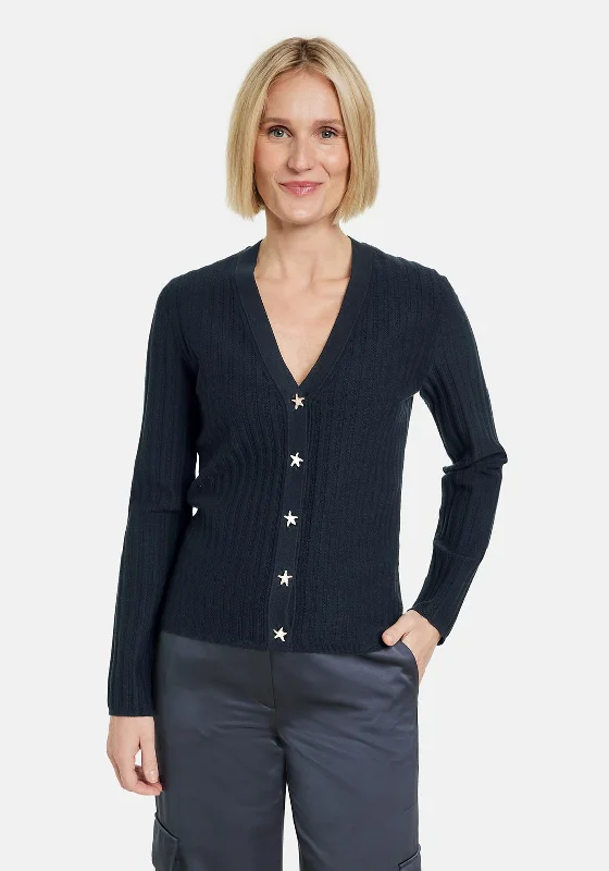 Gerry Weber Star Button Up Knit Cardigan, Navy