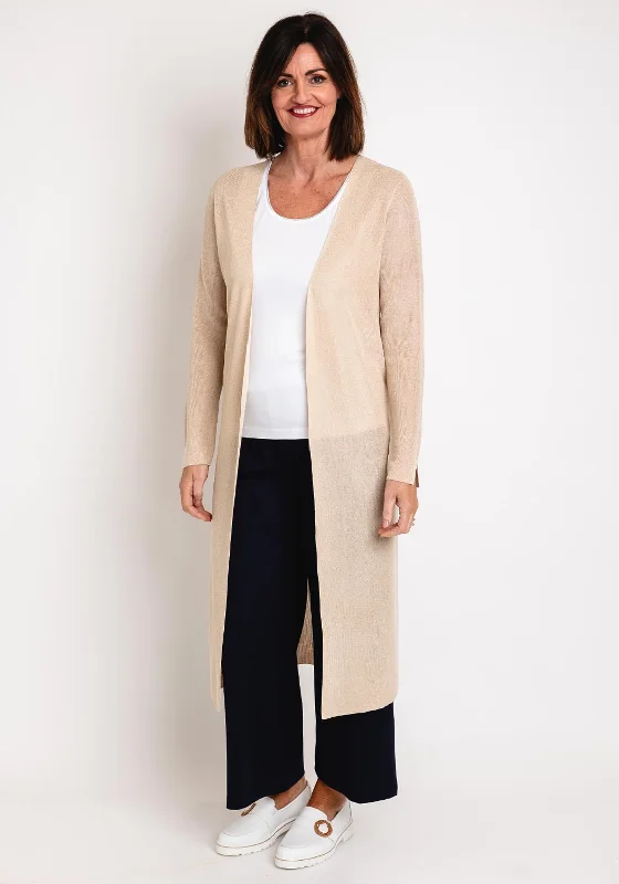 Gerry Weber Longline Open Ribbed Knit Cardigan, Beige