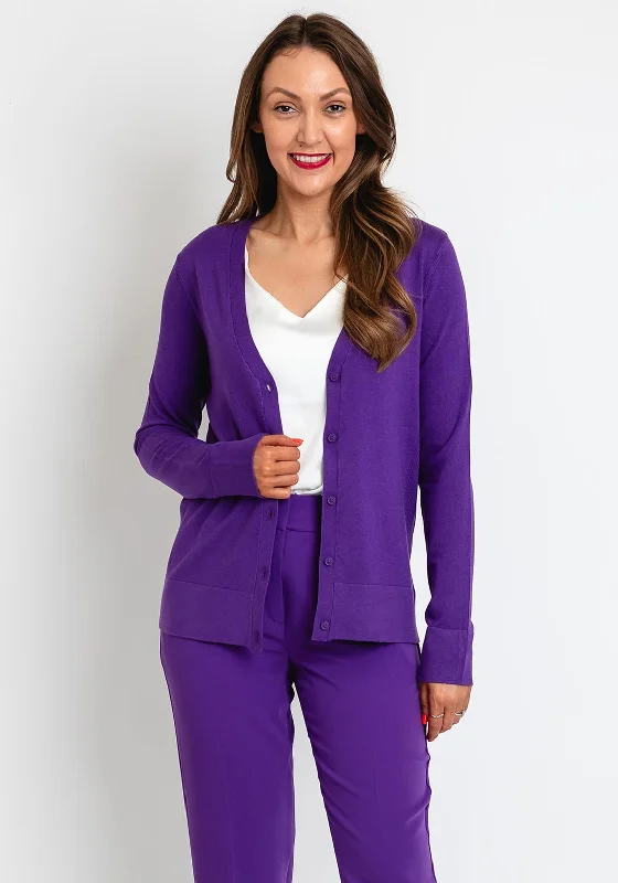 Boho cardiganGerry Weber Button Up Knit Cardigan, Purple