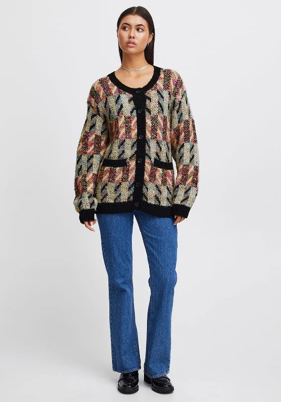 Ichi Betti Patchwork Knitted Cardigan, Meteorite