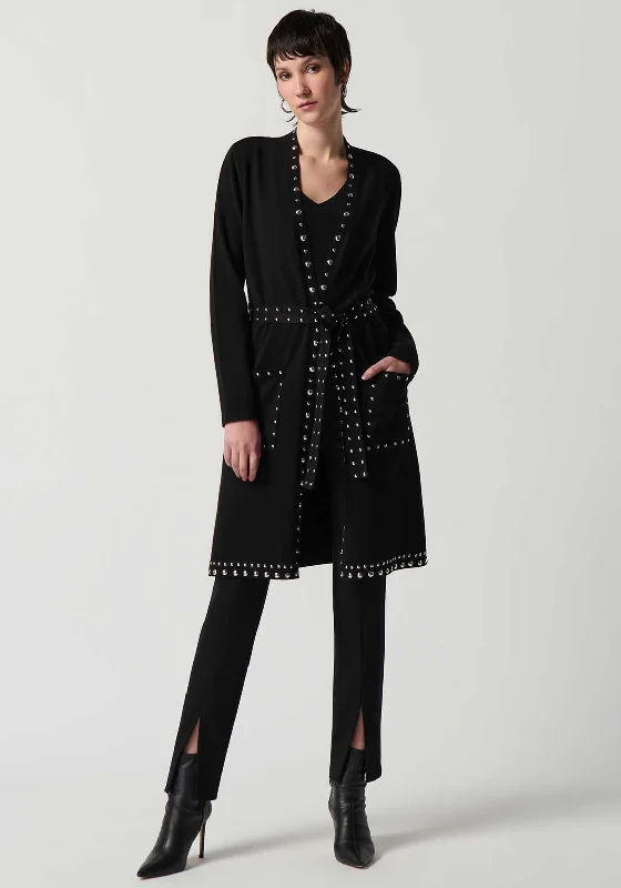 Hooded cardiganJoseph Ribkoff Flat Stud Trim Long Cardigan, Black