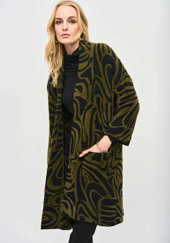 Joseph Ribkoff Oversized Abstract Print Cardigan, Iguana & Black