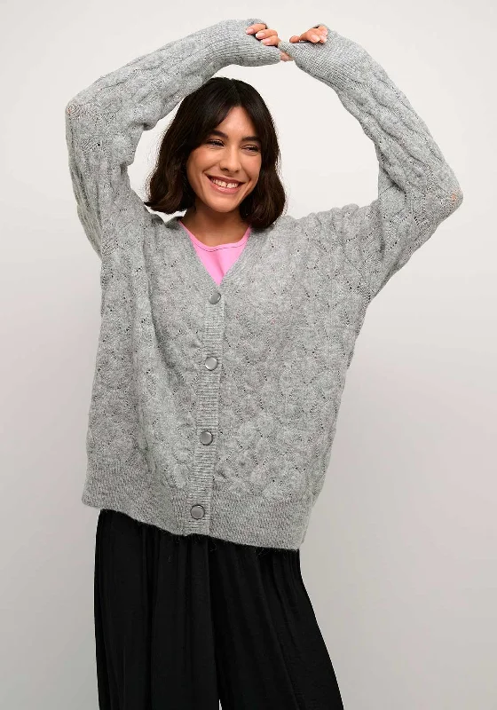 Vegan cardiganKaffe Malene V Neck Cardigan, Grey Melange