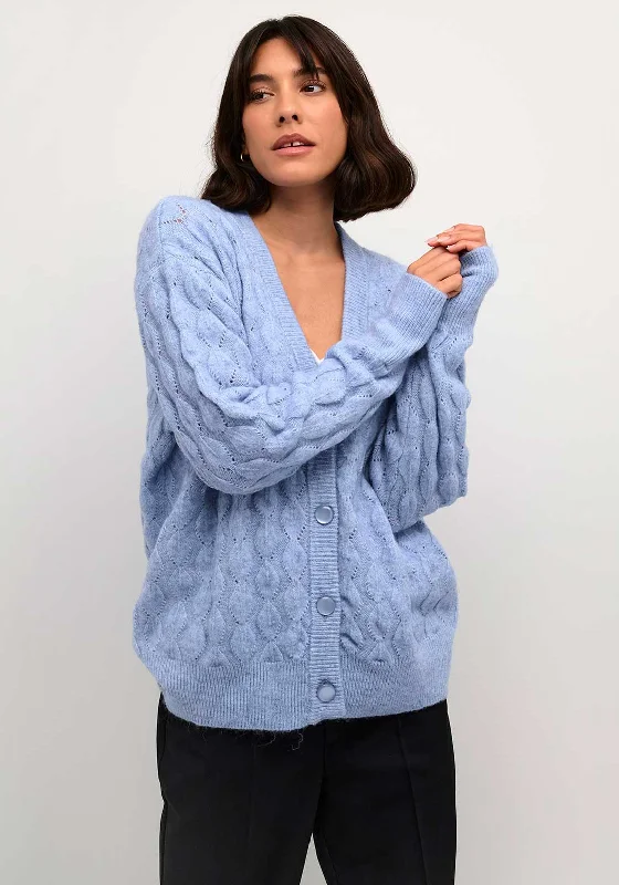 Kaffe Malene V Neck Cardigan, Vista Blue Melange