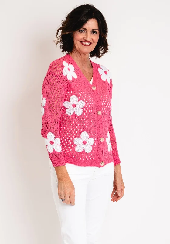 Open-front cardiganSerafina Collection One Size Daisy Print Cardigan, Pink