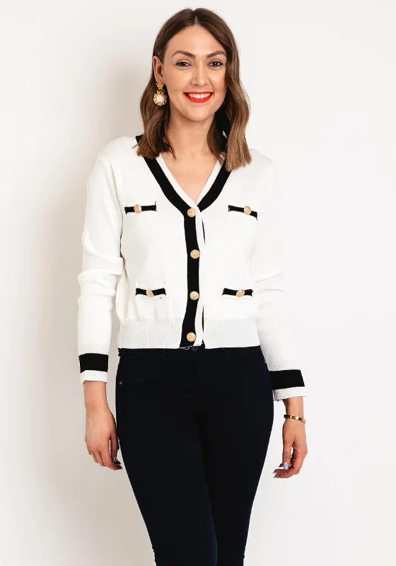 Lace cardiganSerafina Collection One Size Gold Button Cardigan, White