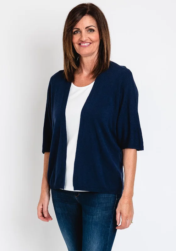 The Serafina Collection One Size Batwing Open Fine Cardigan, Navy