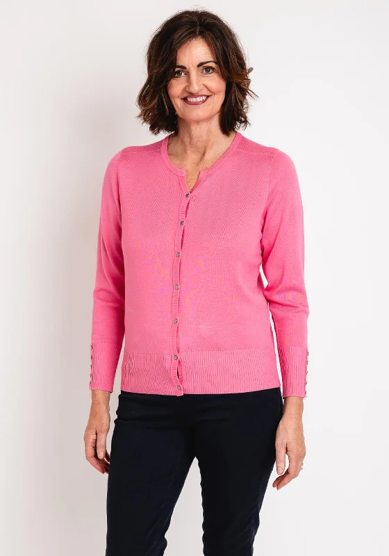 Bold cardiganMicha Round Neck Fine Cardigan, Pink