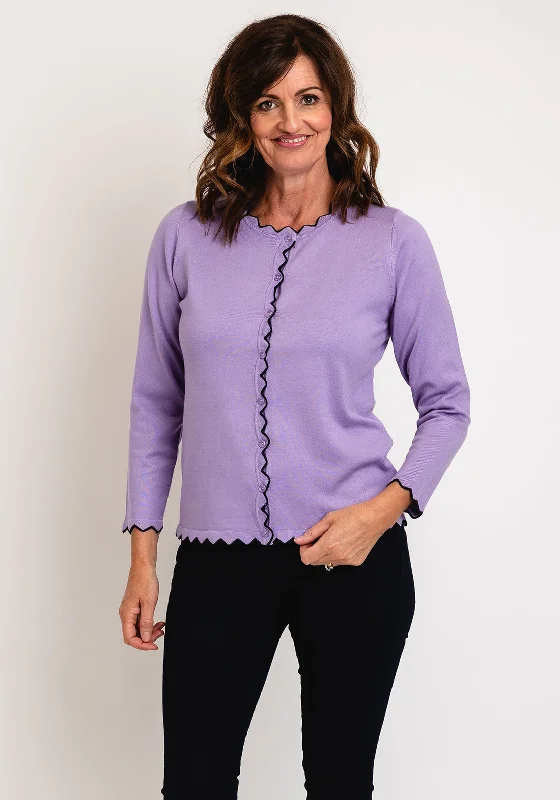 Fleece cardiganMicha Scallop Trim Cardigan, Lilac