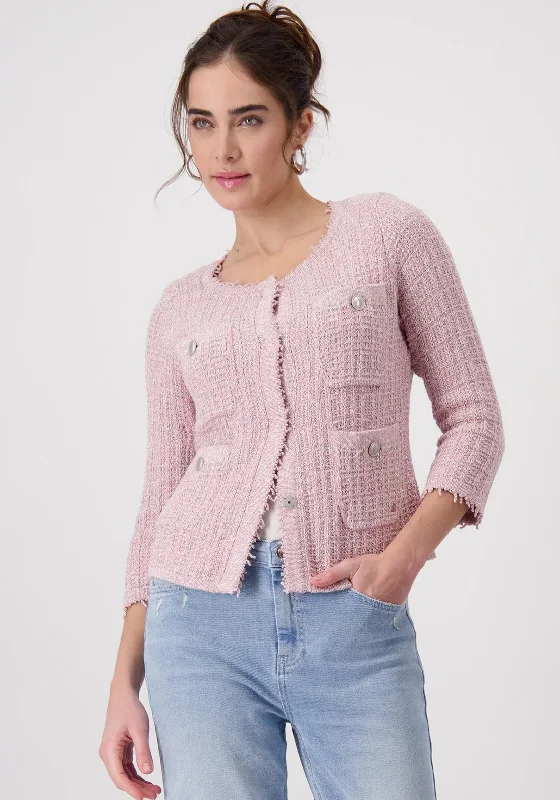 Silk cardiganMonari Metallic Knit Cardigan, Pink