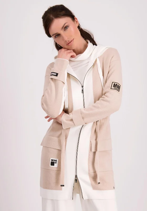 Fleece cardiganMonari Colour Block Hooded Cardigan, Beige