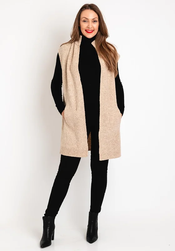 Cotton cardiganMonari Hooded Long Open Knit Cardigan, Beige