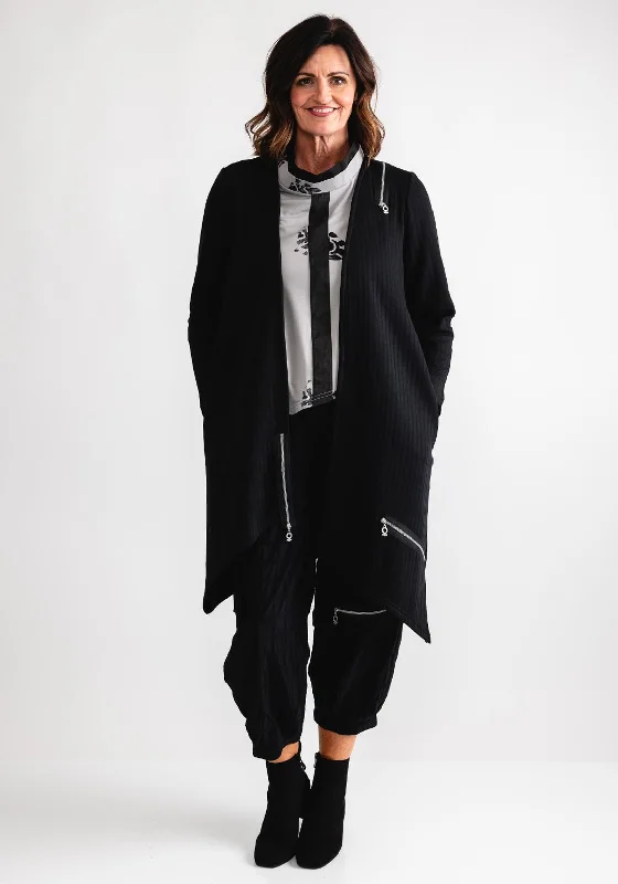 Reversible cardiganMy Soul Line Pattern Long Cardigan, Black