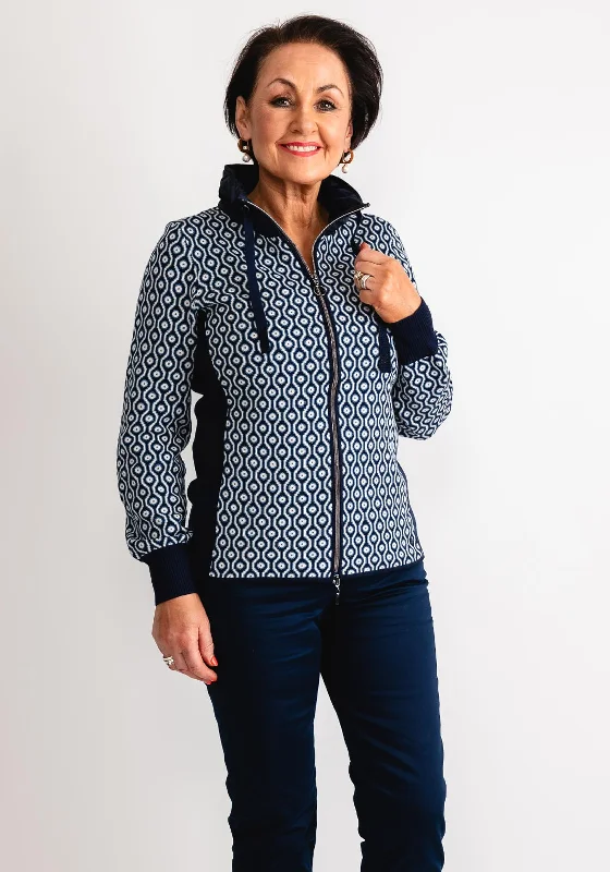 Bridal cardiganOlsen Eva Zip Up Knitted Cardigan, Navy Multi