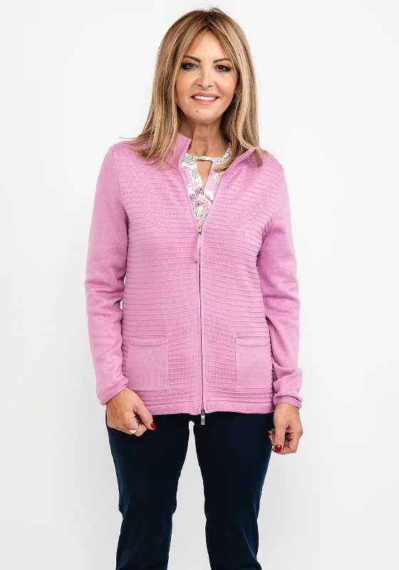 Cashmere cardiganOlsen Ribbed Zip Cardigan, Blossom