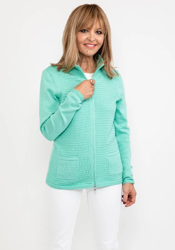 Moisture-wicking cardiganOlsen Ribbed Zip Cardigan, Mint Green