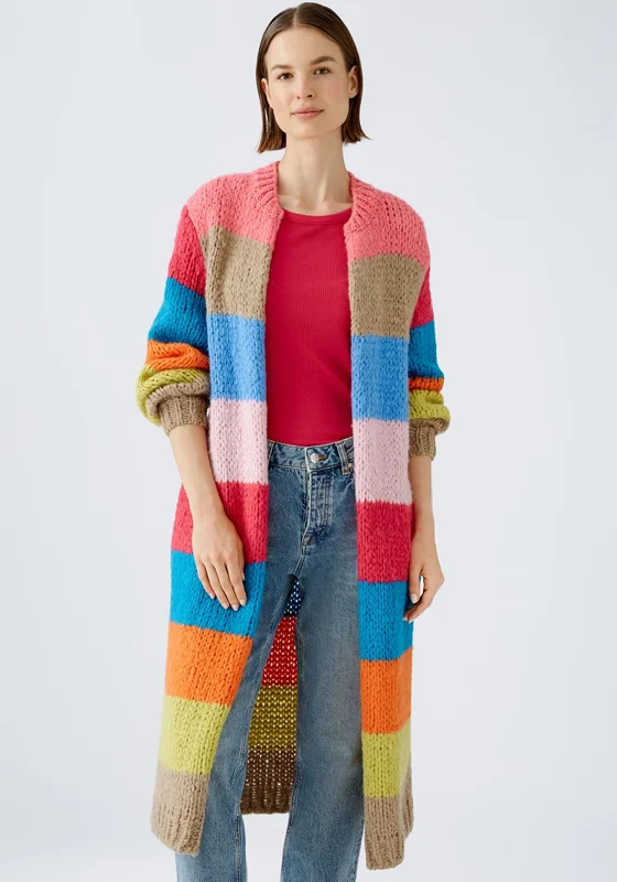 Casual cardiganOui Rainbow Long Chunky Knit Cardigan, Multi