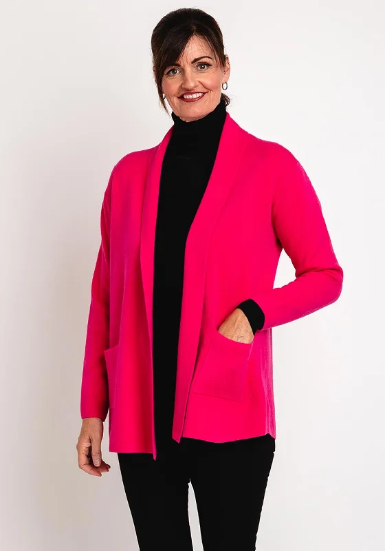 Natalia Collection One Size Fine Knit Midi Cardigan, Fuchsia