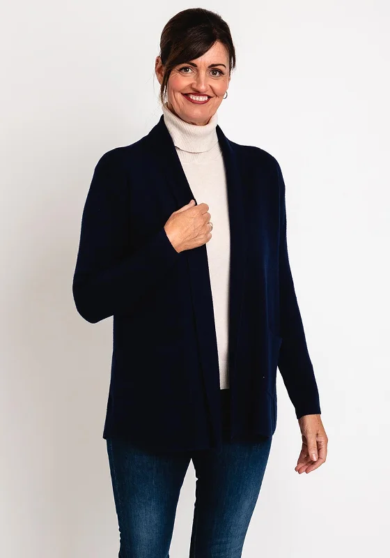 Sustainable cardiganNatalia Collection One Size Fine Knit Midi Cardigan, Navy