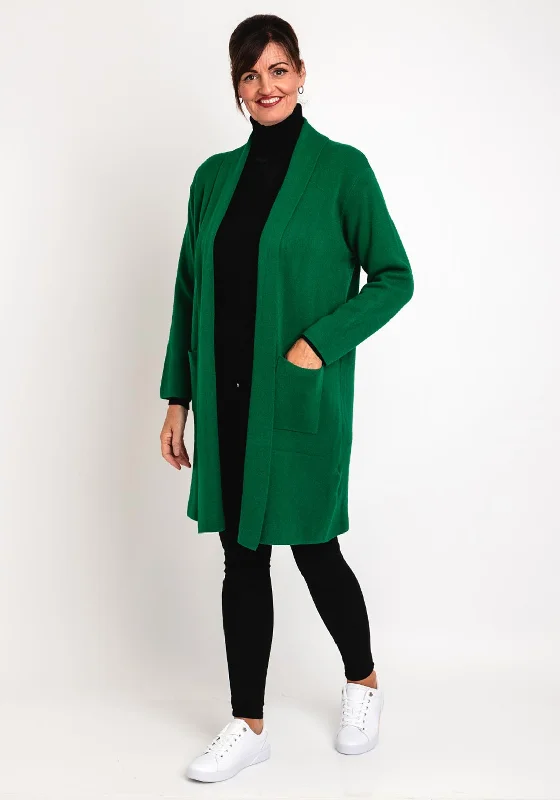 Natalia Collection One Size Fine Knit Long Cardigan, Green