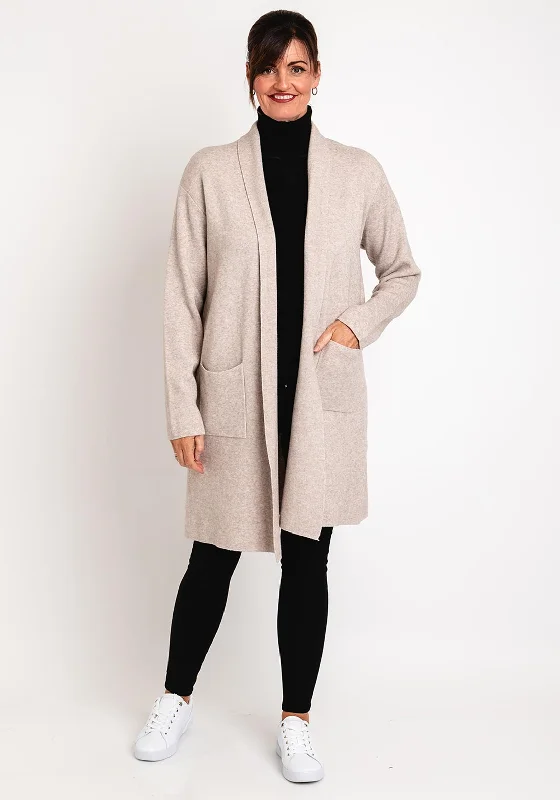 Natalia Collection One Size Fine Knit Long Cardigan, Oatmeal