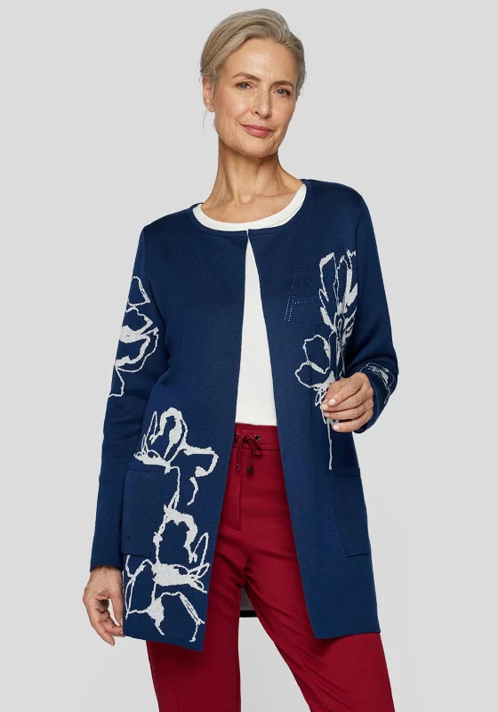 Rabe Open Mid Length Cardigan, Navy