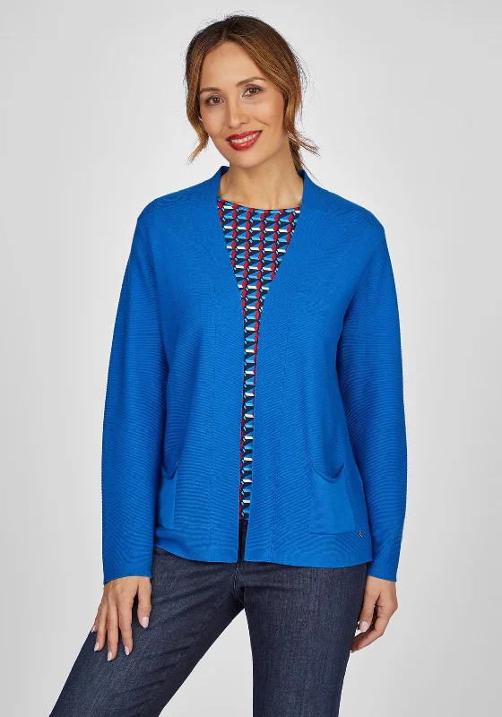 Moisture-wicking cardiganRabe Ribbed Open Short Cardigan, Royal Blue