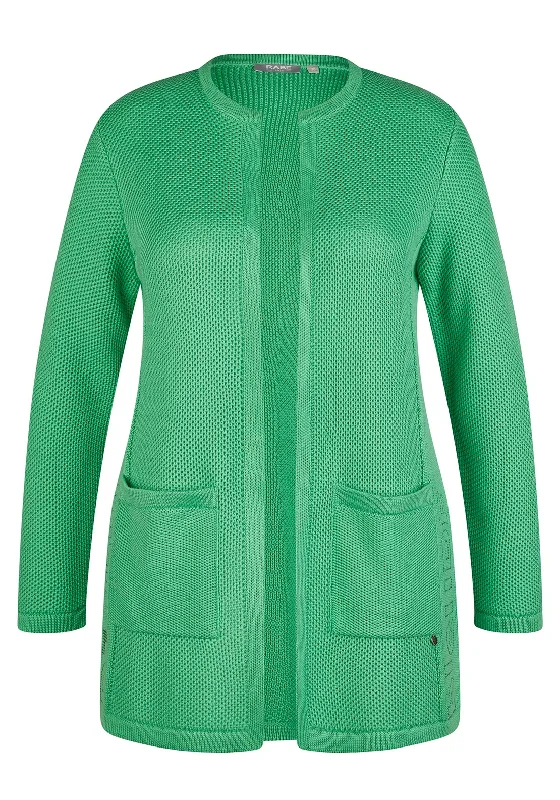 Rabe Embellished Long Open Knit Cardigan, Green