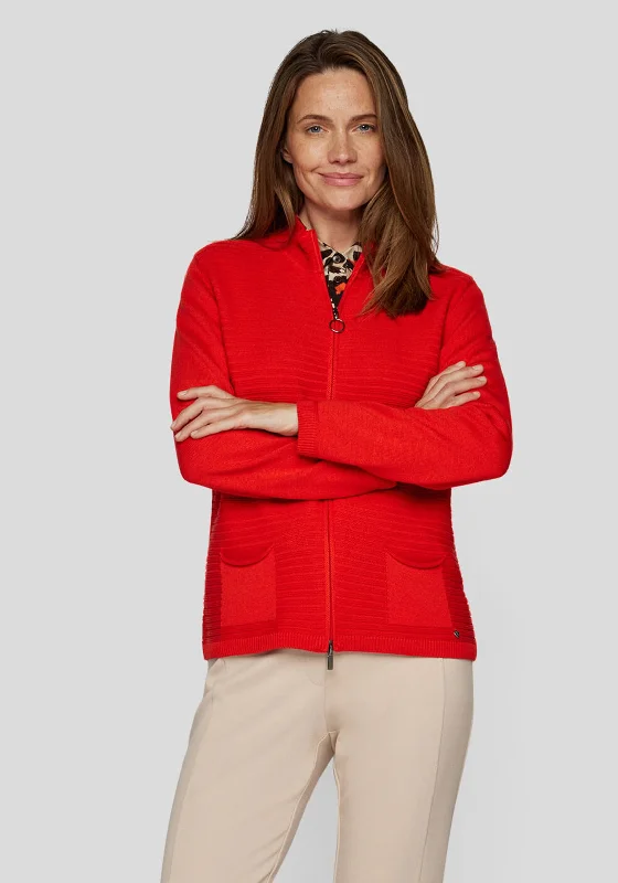 Abstract cardiganRabe Knitted Zip Up Cardigan, Red