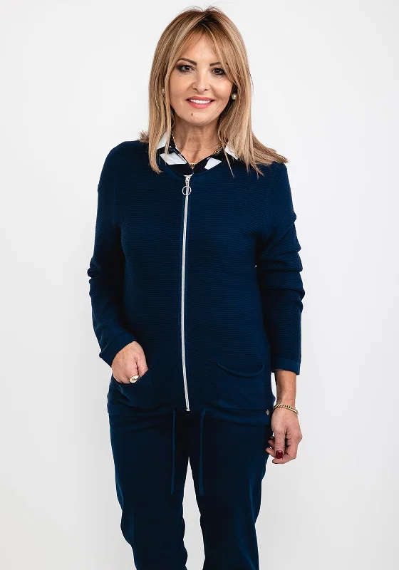 Rabe Zipped Short Cardigan, Navy